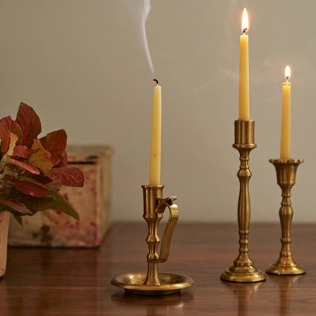 Handcrafted Brass Candle Holders for Wholesale, OEM Manufacturing, and Global Export from India