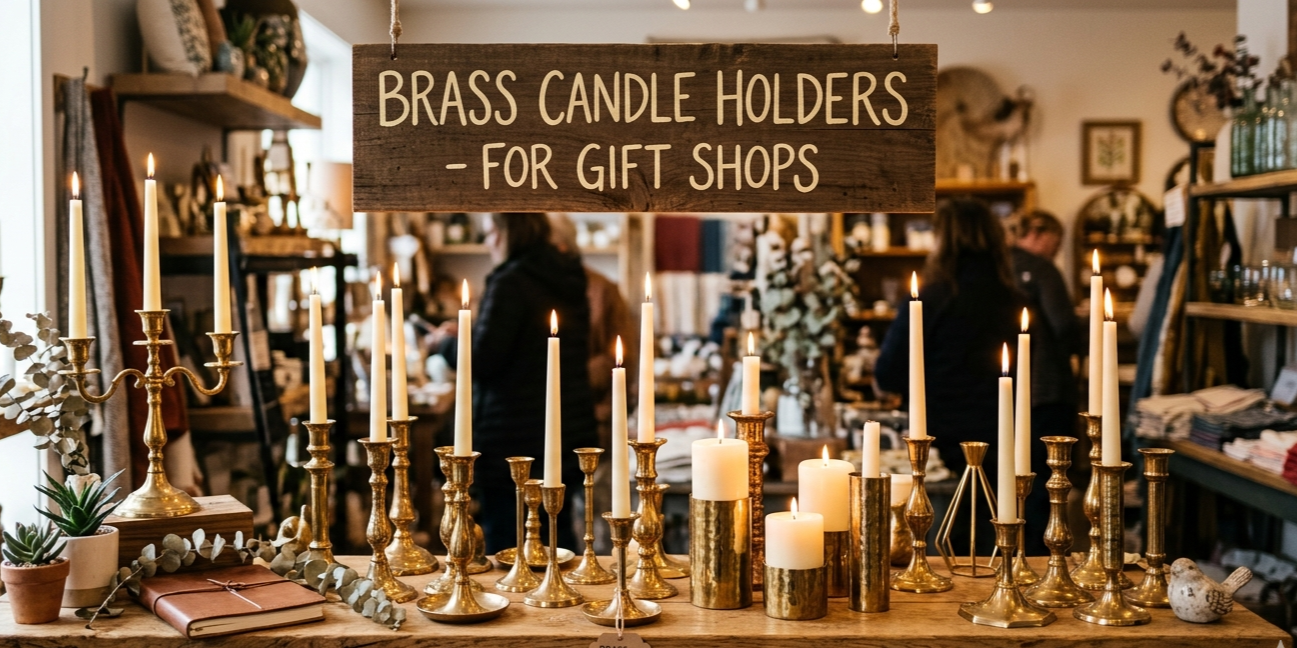 Wholesale brass candle holders for gift shops by OneTrend – premium handcrafted export-quality home décor products for retailers