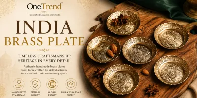 Brass plate manufacturer and exporter in India – OneTrend handcrafted Indian brass plate for wholesale and export