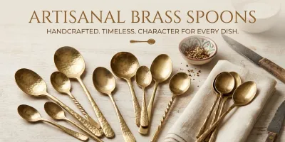 Brass spoons supplier India for hotels and traditional restaurants handcrafted Indian kitchen utensils