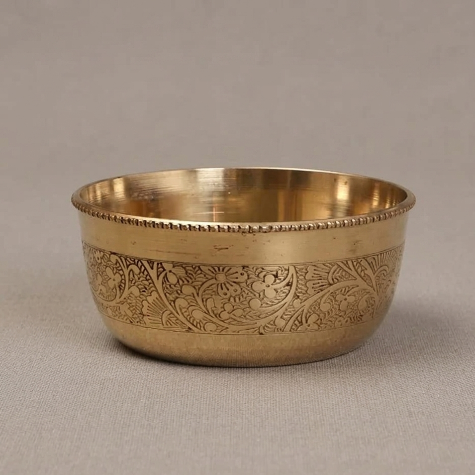 Artisan Engraved Brass Bowl – Handmade Brass Bowls in Solid Brass from India