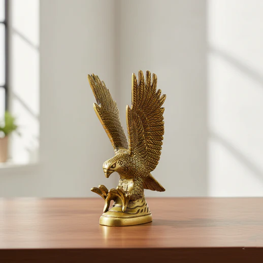 Luxury Brass Eagle Sculpture with Detailed Wings | Handmade Brass Home Decor Gift Item