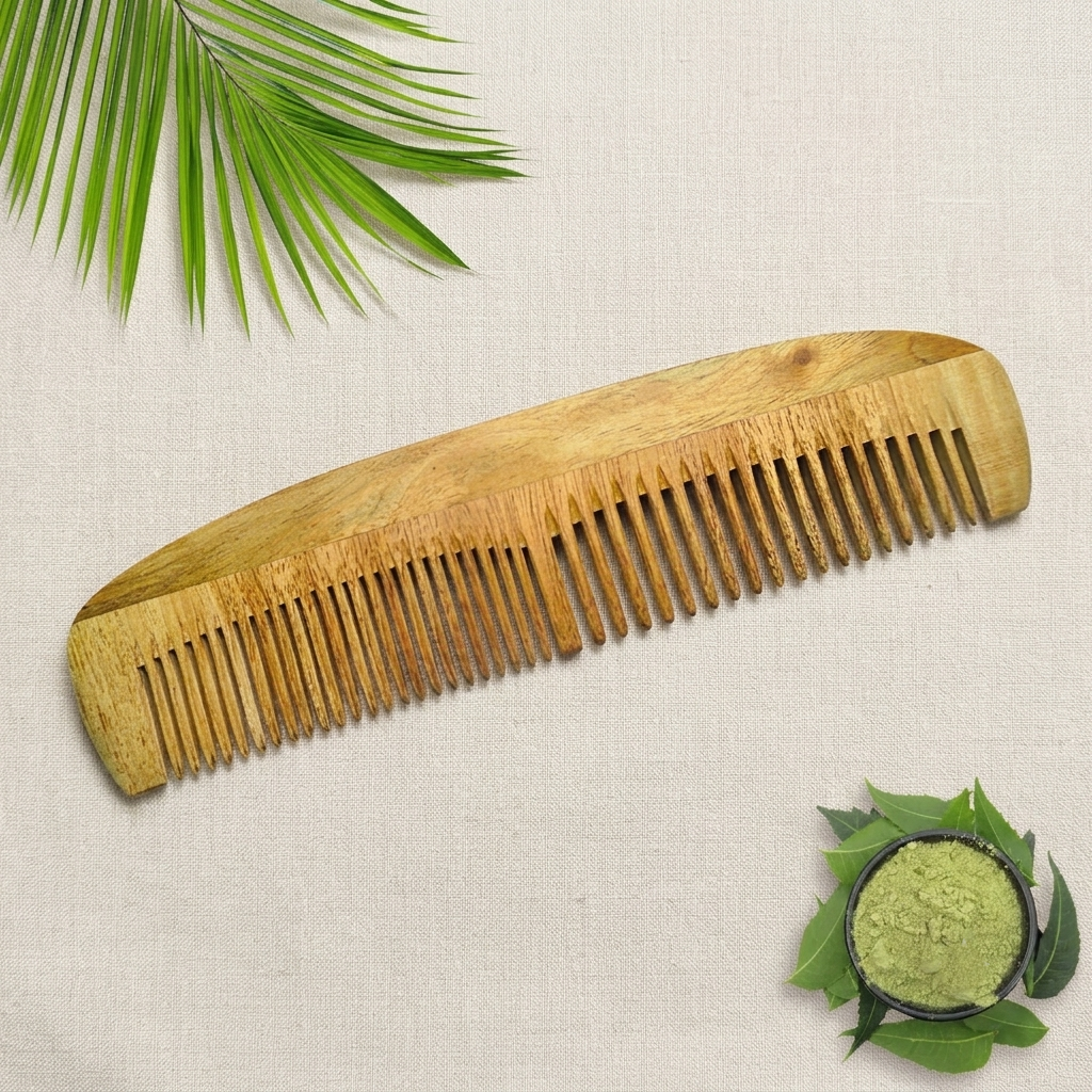 Handcrafted wooden barber hair comb with fine and wide teeth for wholesale export