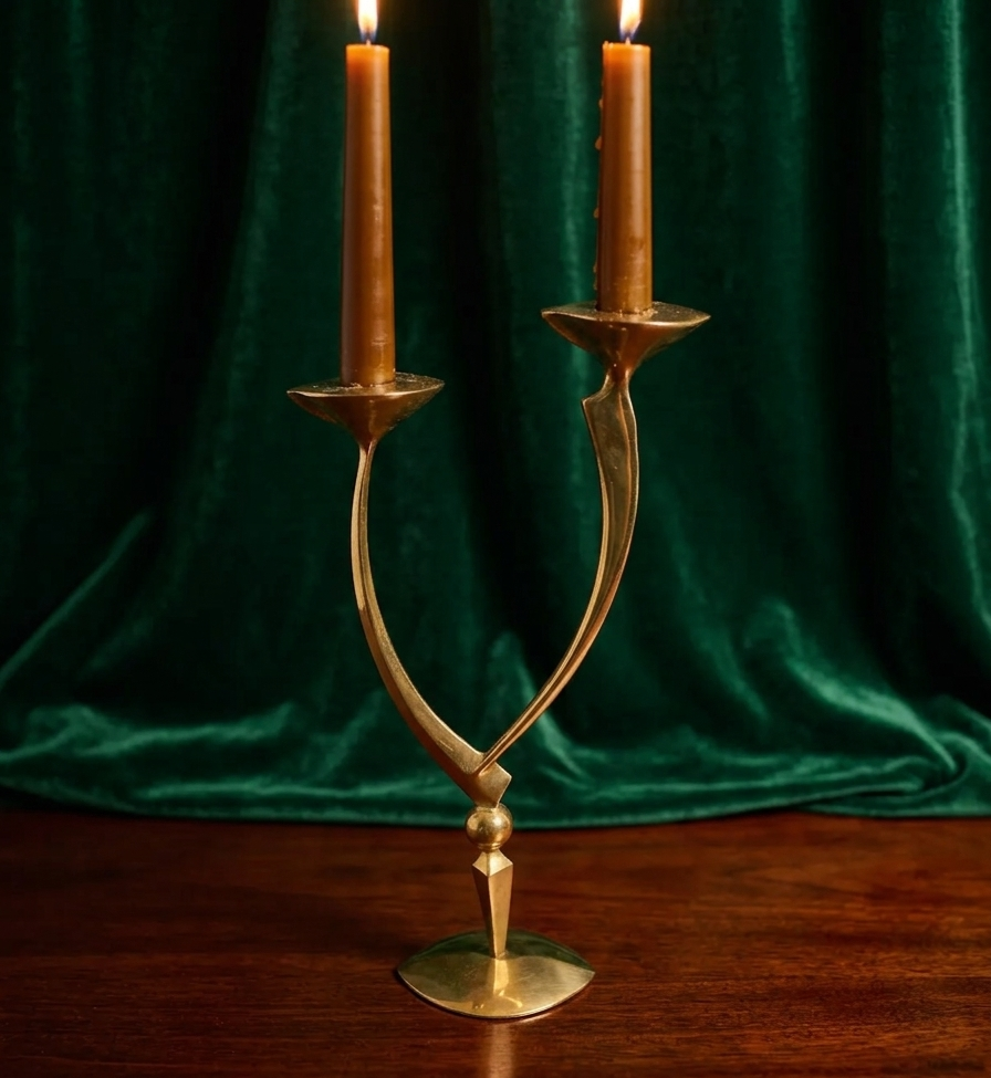 Luxury Brass Table Candle Holder – Handmade Brass Lighting Decor in Solid Brass from India