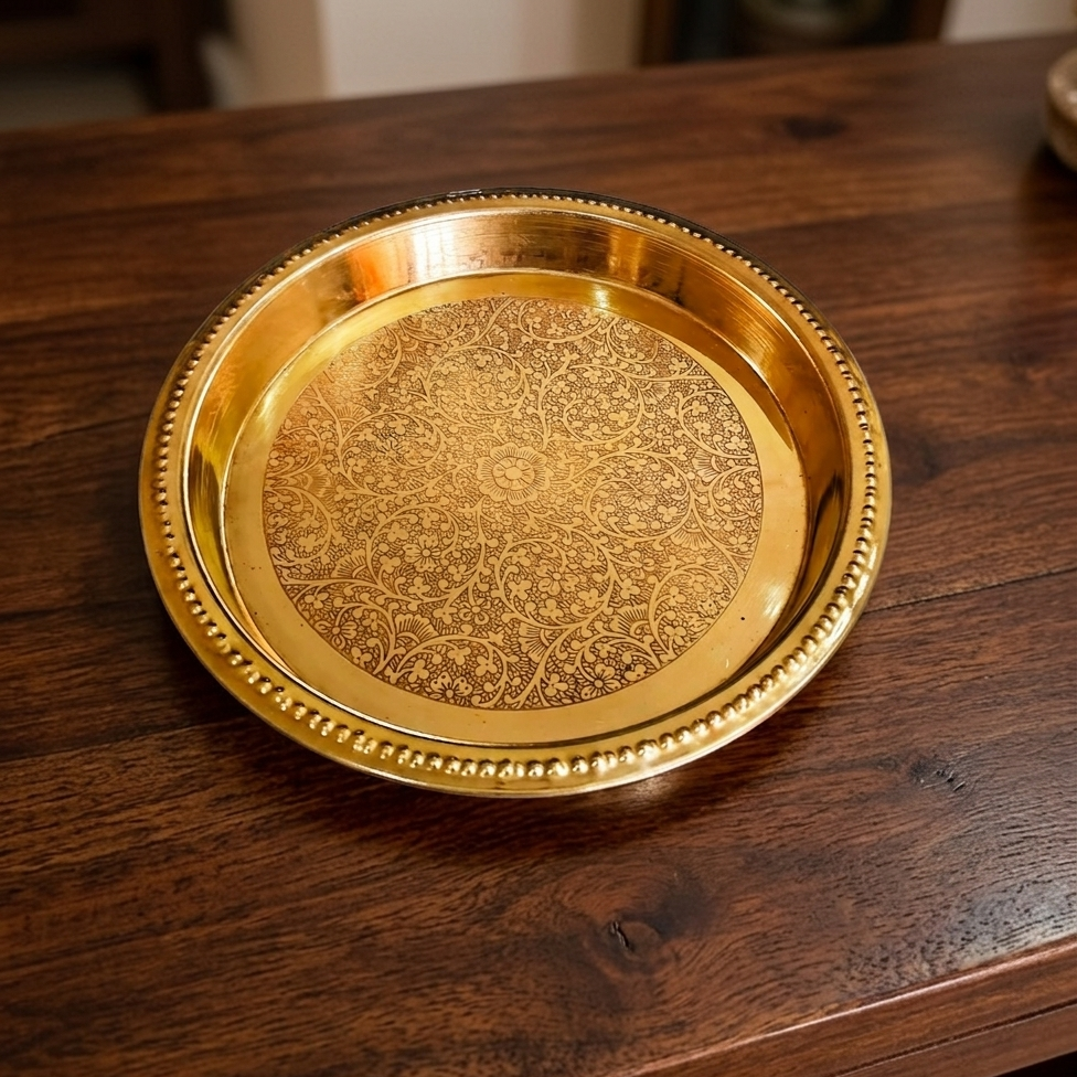 Luxury Designer Brass Plate – Handmade Brass Plates in Pure Brass from India