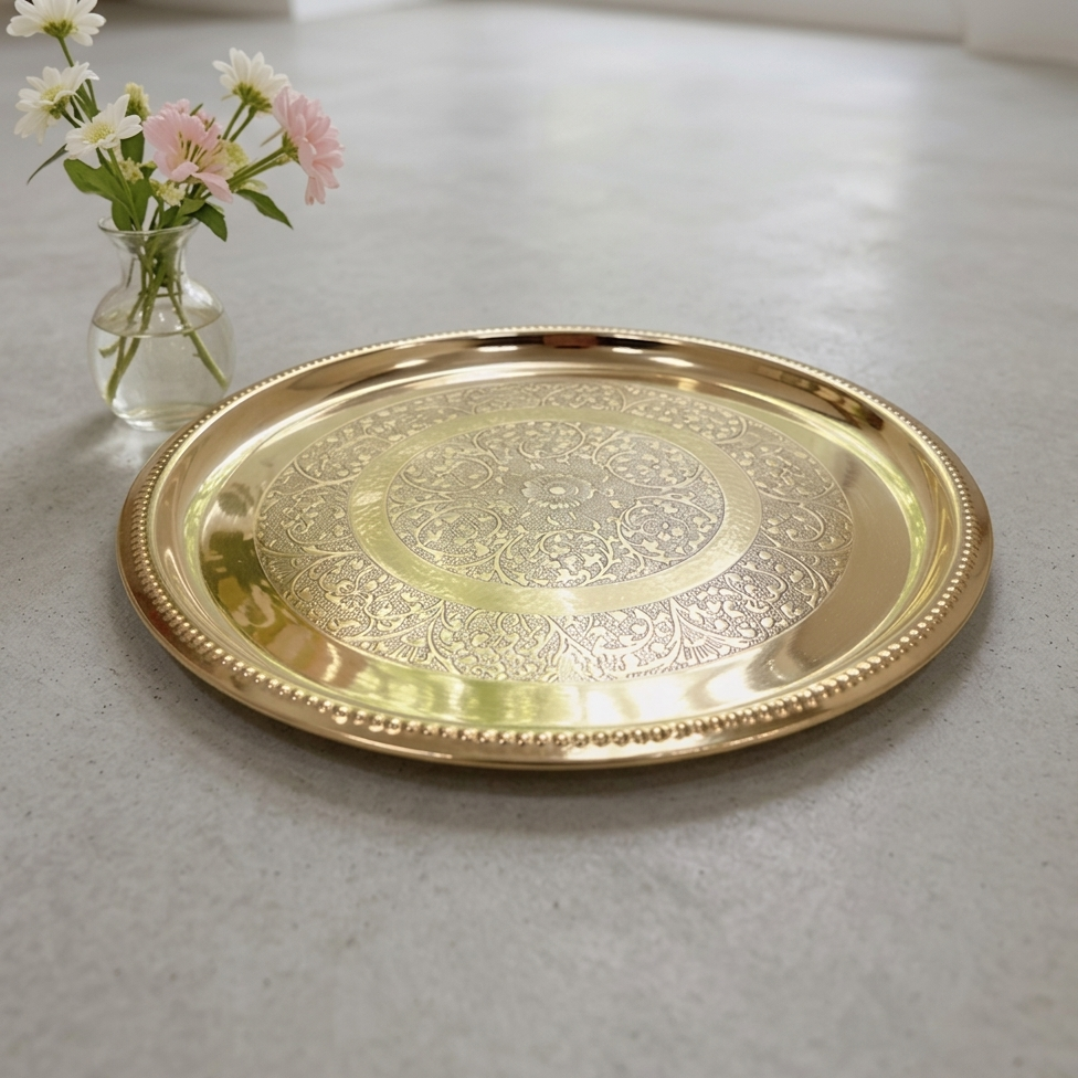 Premium Brass Plate For Home – Handmade Brass Plates in Solid Brass from India