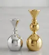 Contemporary metal bud vase with polished gold and silver finish