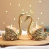 Gold brass swan candle holder set for wholesale export