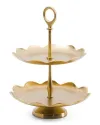 Gold metal two-tier lotus edge display stand for wholesale export