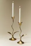 Handcrafted brass flower candle holder with botanical stem design
