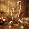 Handcrafted Brass Swan Pair Decorative Showpiece for Home Decor and Luxury Interior Styling