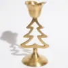 Handcrafted Christmas tree metal candle holder with antique gold finish