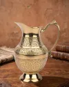 Handcrafted Vintage Brass Water Pitcher Jug with Floral Engraving for Home Decor