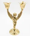 Handmade brass angel double candle holder with polished finish for luxury home decoration