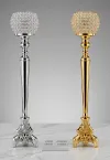 Luxury crystal ball metal candle holder stand in gold finish for wedding decoration