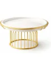 Luxury gold metal cake stand with white marble top for elegant dessert display