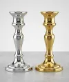 Luxury metal taper candle holder with premium gold and silver plated finish