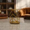 Handcrafted metal pen holder with gold geometric design for wholesale office accessories and global export markets.