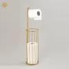 Modern brass toilet paper stand with reserve roll storage
