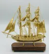 Antique style brass sailing ship miniature for executive desk, living room showcase, and luxury decor collection