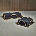 Arch brass cocktail napkin holder for luxury dining tables