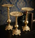 Handcrafted Brass Lotus Flower Pedestal Urli Stand Set in Polished Gold Finish for Home Decor, Wedding Decoration, Temple Decor and Wholesale Export from India