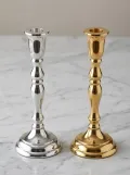 Classic metal taper candle holder in gold and silver plated finish