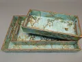 Decorative Wooden Serving Tray Set with Bird Floral Design for Wholesale Export