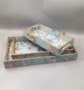 Floral Nesting Serving Tray Set with Bird and Floral Design