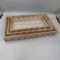 Geometric Wooden Serving Tray Set handcrafted for wholesale export