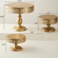 Premium Gold Finish Brass Pedestal Cake Stand with Decorative Floral Rim for Wedding, Bakery and Dessert Display