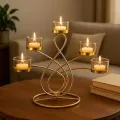 Gold metal 5-light decorative candle holder centerpiece for wholesale export