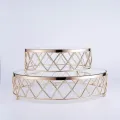Gold metal decorative two-tier round display stand set for wholesale export