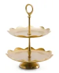 Gold metal two-tier lotus edge display stand for wholesale export