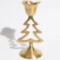 Handcrafted Christmas tree metal candle holder with antique gold finish
