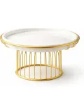 Luxury gold metal cake stand with white marble top for elegant dessert display