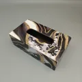 Luxury Marble Print Tissue Box Cover with Gold Accents