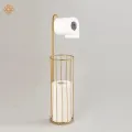 Modern brass toilet paper stand with reserve roll storage