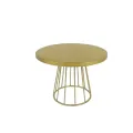 Modern gold metal round coffee table with geometric wire base for wholesale export