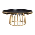Modern metal decorative tray coffee table with black top and gold frame