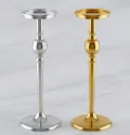 Modern metal pillar candle holder stand in gold and silver finish