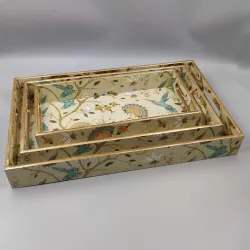 Botanical Wooden Serving Tray Set