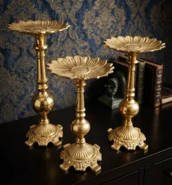 Handcrafted Brass Lotus Flower Pedestal Urli Stand Set in Polished Gold Finish for Home Decor, Wedding Decoration, Temple Decor and Wholesale Export from India