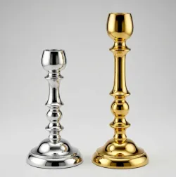 Classic metal taper candle holder in polished gold and silver finish