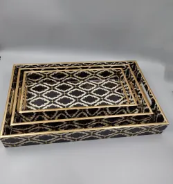 Decorative Wooden Serving Tray Set