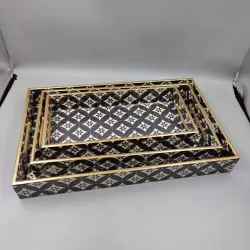 Geometric Nesting Serving Tray Set