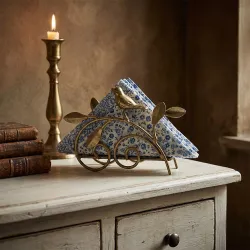 Handcrafted bird design brass napkin holder for luxury dining tables