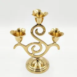 Handcrafted Brass 3 Arm Candle Holder for Wholesale