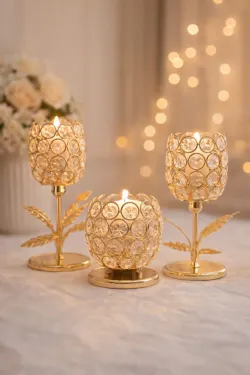 Luxury crystal brass votive candle holder for wedding centerpieces