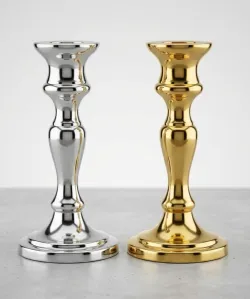 Luxury metal taper candle holder with premium gold and silver plated finish